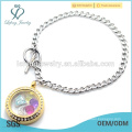 Fashion stainless steel Cuban Chain with 316l stainless steel gold locket bracelet